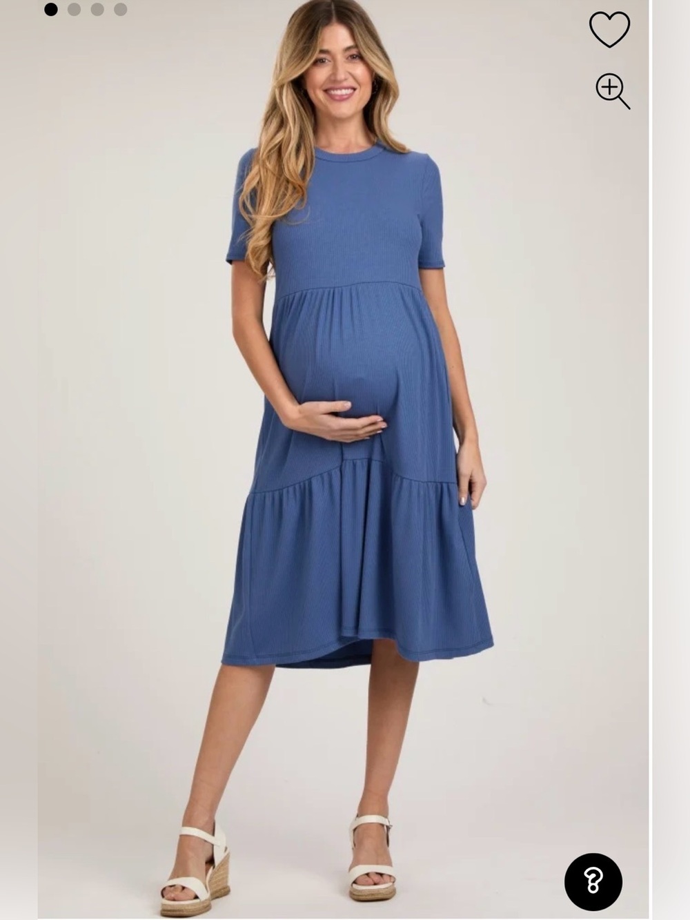 Pinkblush - Blue Ribbed Tiered Maternity Midi Dress